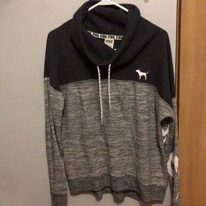 PINK grey hoodie. Cowl neck.